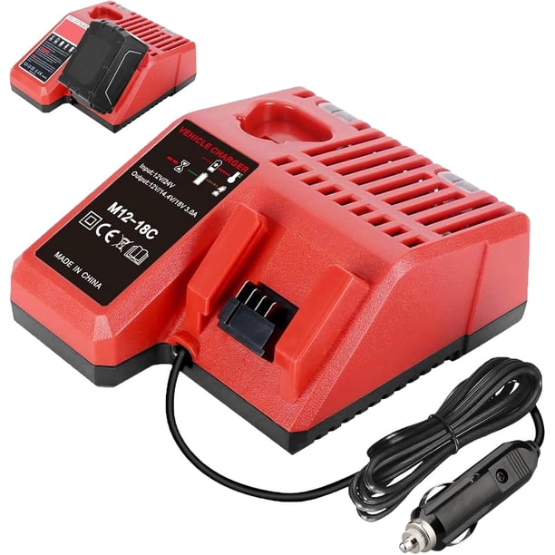 Auto Rápido Charger para Mil*wau*kee para M12 y para Batería M18, Vehículo Portátil de 12V Charger para 48-59-1812 48-11-2420 48-11-1815 48-11-1840 48-11-1841 48-11-1850, Enchufe de Encendedor de 12V