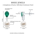 thumbnail image 4 of Rosec Jewels Freshwater Pearl Drop Earrings with Lab Grown Emerald and Diamond - AAA Grade, 10K White Gold, 4 of 6