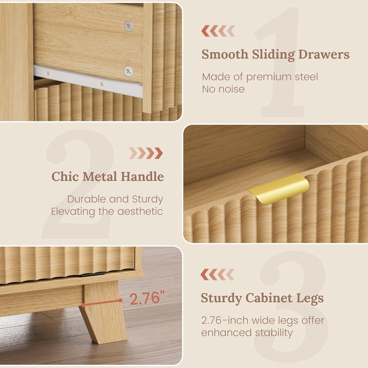 FANRAL Single Tilt Out Laundry Hamper Cabinet,10 Gallon Wooden Hidden Storage Cabinet,Fluted Trash Can for Bathroom Kitchen Living Room,Natural Oak Laundry Basket Cabinet