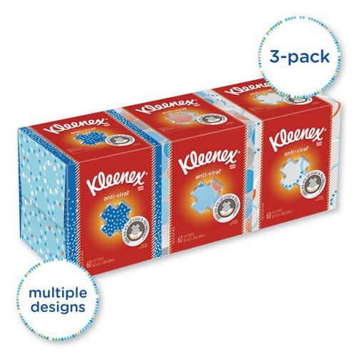 Kleenex 21286 Boutique Anti-Viral Tissue, 3-Ply - 60/Per Box - 3 Boxes Per Pack