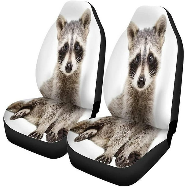 Set Of 2 Car Seat Covers Racoon Funny Raccoon Sitting Baby Cute