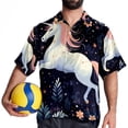 thumbnail image 4 of Starry Unicorn Men's Short Sleeve Casual Printed Button Down Beach Shirts Hawaiian Style Unisex Summer Shirt, 4 of 6