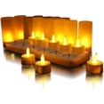 thumbnail image 1 of Juego de 24 velas LED recargables, velas eléctricas LED parpadeantes sin llama con soporte de estación de carga, para Navidad, bodas, fiestas (amarillo), 1 of 8