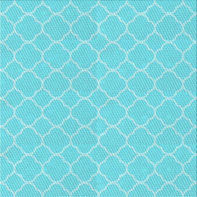 Ahgly Company Machine Washable Indoor Square Transitional Bright Turquoise Blue Area Rugs, 5' Square