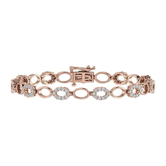 1.5 Carat Diamond Link Bracelet in 14K Rose Gold (7.5 Inch) (SI1-SI2 Clarity)