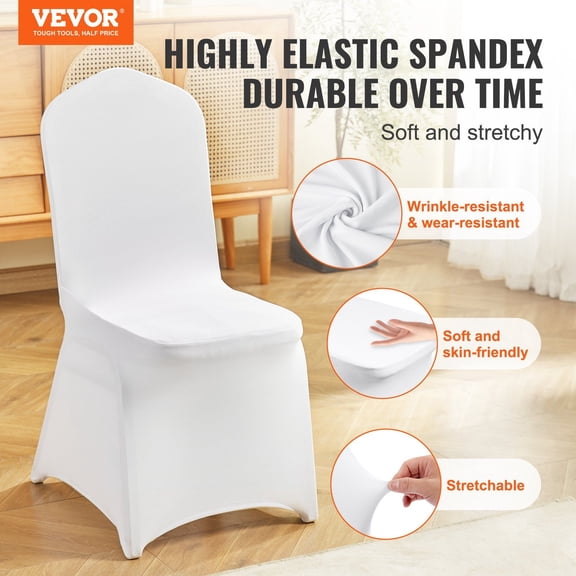 Stretch Spandex Folding Chair Covers, 200PCS Universal Elastic Banquet Chair Slipcovers - White