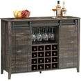 thumbnail image 7 of Farmhouse Wine Bar Cabinet with Sliding Barn Door, 47" Kitchen Coffee Bar Cabinet with Wine & Glass Rack, Storage Shelves, Rustic Buffet Sideboard for Dining Room, Living Room, Kitchen, Dark Brown, 7 of 7