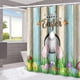 thumbnail image 1 of Ahorros Garantizados, Cortina de ducha de Pascua con diseño de conejito de acuarela y flores, decoración de baño para vacaciones de primavera, tela lavable Akmoler, 1 of 9
