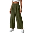 thumbnail image 6 of Women's Solid Color Loose Casual Long Pants With Pockets And Elastic Waist, 6 of 6