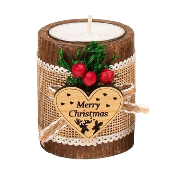 Toudaret Christmas Candle Holder,Wooden Merry Christmas Tealight Candle Holder, Xmas Tealight Holder