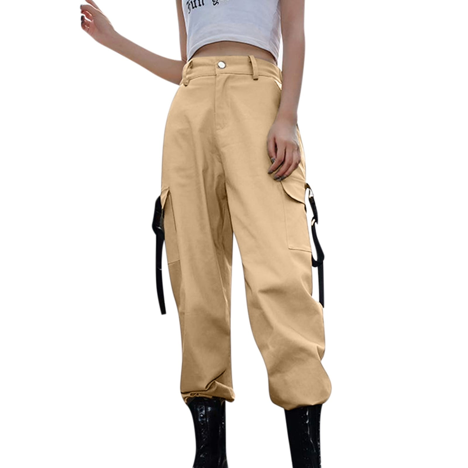 Wesracia Pants For Women Plus Size Womens High Waisted Cargo Pants Pockets  Casual Loose Combat Twill Trousers Girls - Walmart.com
