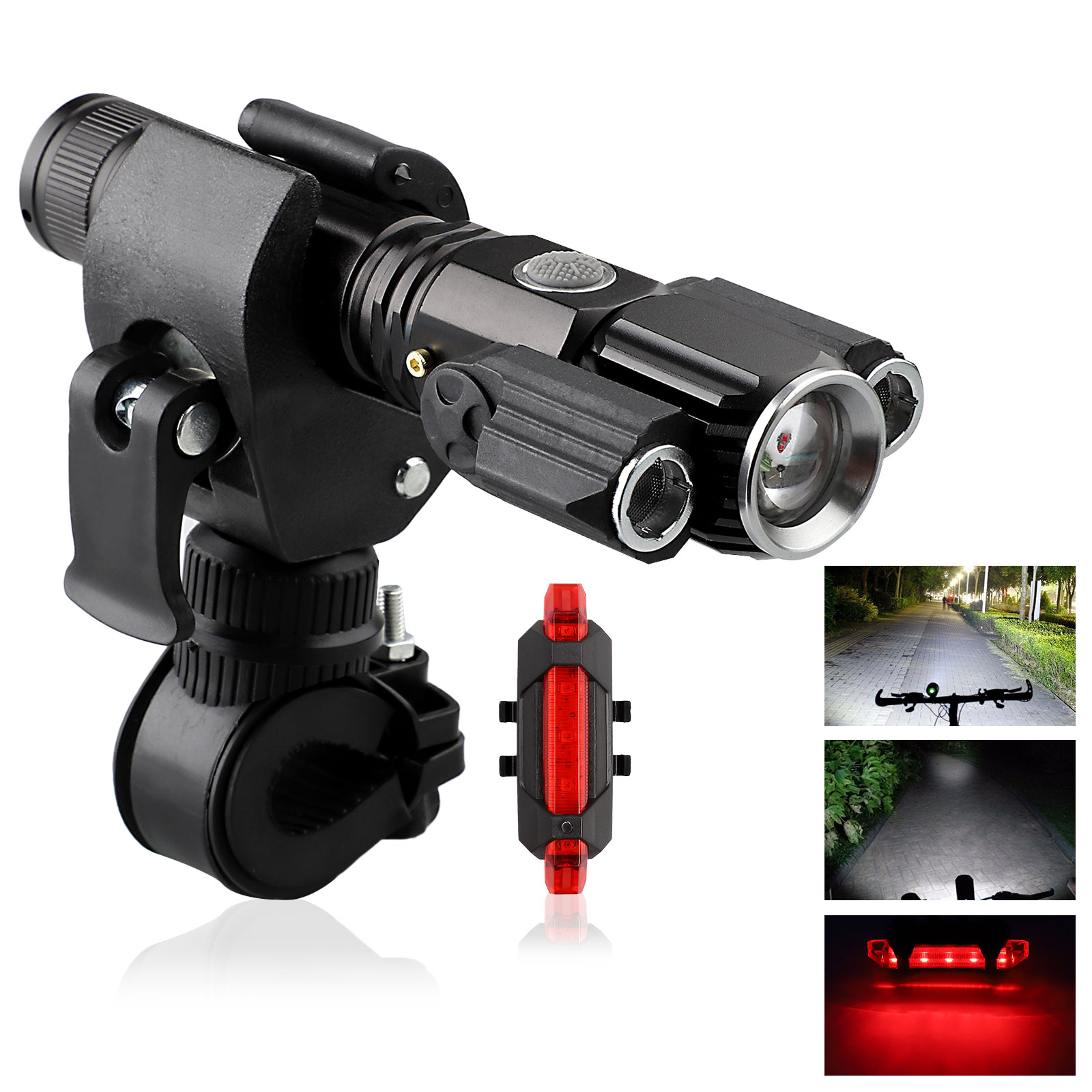 Rechargeable 500 Lumens Bike Light Front and Back Bicycle