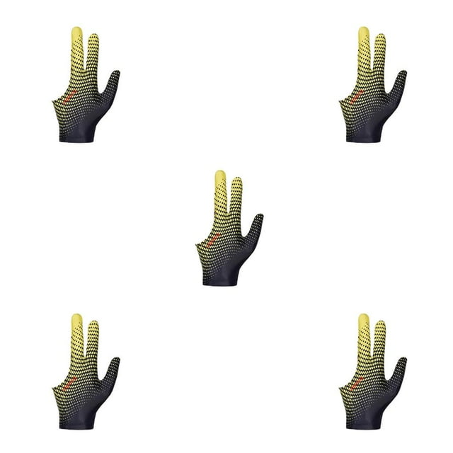 xinxixnxx Snooker Cue Gloves for LeftRight Hand Precise Shots and Control Black Yellow 5Set