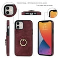 thumbnail image 4 of Compatible with iPhone 12 Mini Case Wallet with Card Holder, 360°Rotation Finger Ring Holder Kickstand Premium PU Leather Soft TPU Anti-Drop Back Phone Cover For iPhone 12 Mini, Winered, 4 of 8