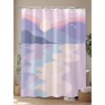thumbnail image 4 of Abstract Ocean Shower Curtain Set ，Waterproof Fabric Shower Curtains Purple Mountain Sun at Sunset Shower Curtains for Bathroom,Bathroom Decor 72"x72", 4 of 6