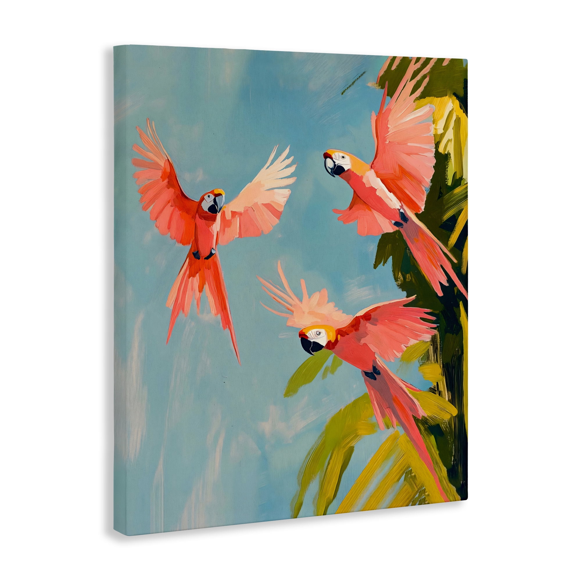 Stupell Industries Botanical Parrots in Flight Canvas Wall Art, design by The Prints Vibe