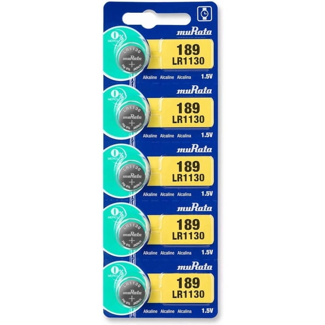 PILA BOTÓN MURATA 189 LR1130 1.5V LR54 TIRA CON 5 PIEZAS