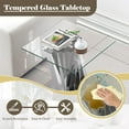 thumbnail image 6 of Modern 3-Piece Glass Coffee Table and End Table Set, High-Transparency Tempered Glass Top and Irregular Stainless Steel Double Base, Cocktail Table, for Living Rooms, Reception Areas, 6 of 6