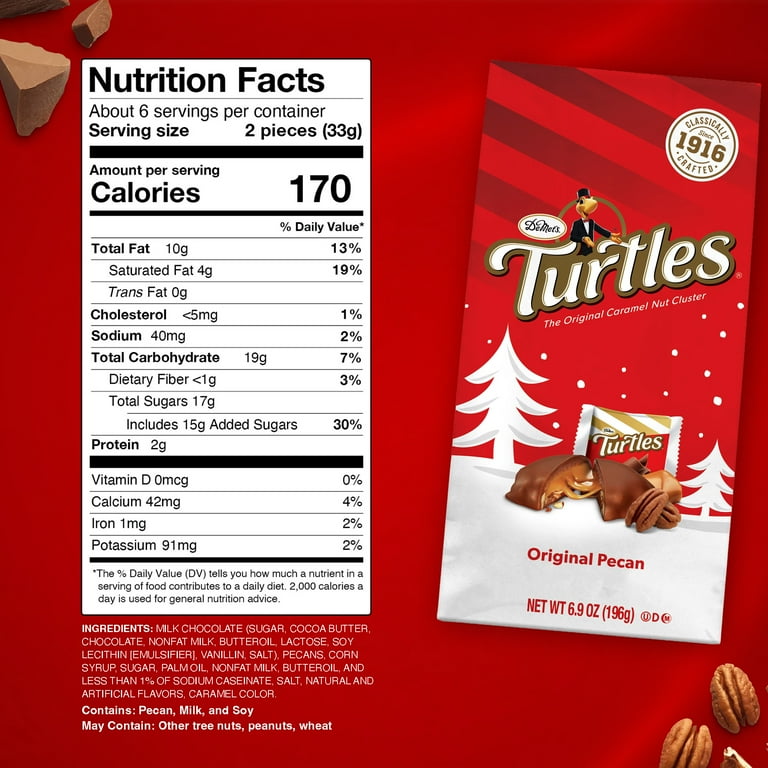 DeMet's Turtles, Original Milk Chocolate Pecan Holiday Bag, 6.9oz