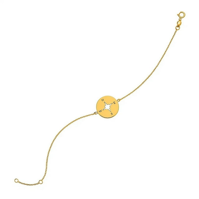 Bracelet en Or Jaune 14k de 7 Pouces avec Boussole 7 Po