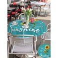 thumbnail image 4 of Outdoor Tablecloth with Umbrella Hole and Zipper, Teal Sunshine Sunflower Round Table Cloth 60 Inch Waterproof Tablecloth, Pastoral Bees Farmhouse Floral Picnic Table Cover for Patio Camping, 4 of 7