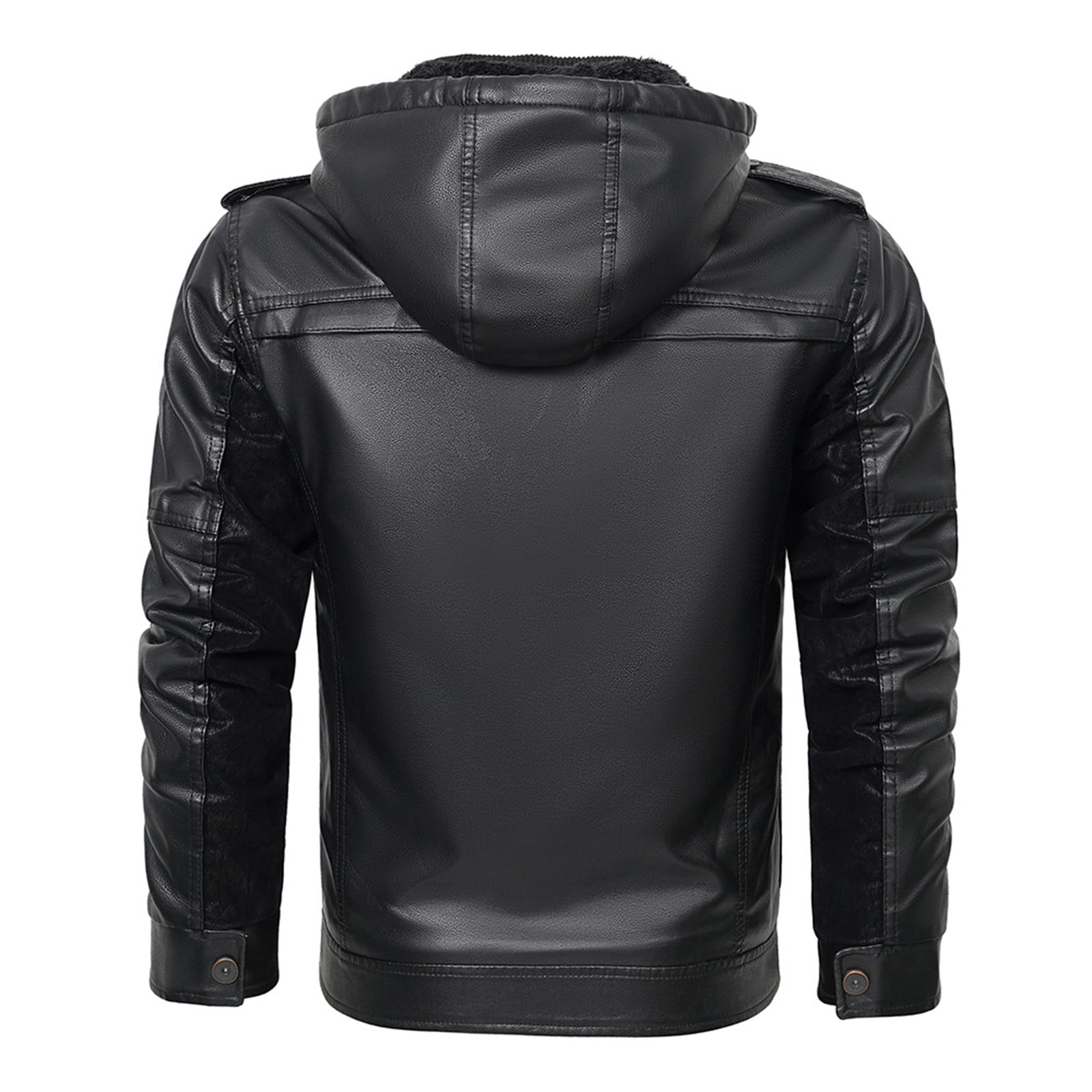 Awdenio Mens Jacket Faux Leather Jacket with Hood, Fall Coat Lightweight Motorcycle PU Leather Jacket for Men