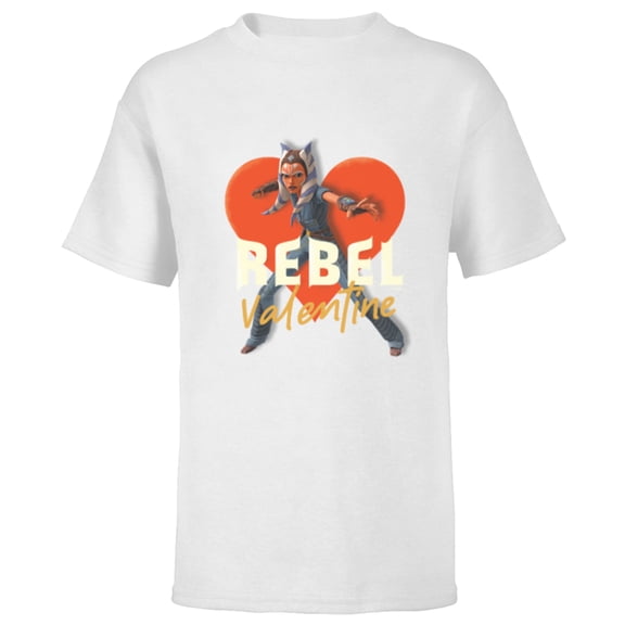 Star Wars Ahsoka Tano Rebel Valentine - Short Sleeve T-Shirt for Kids - Customized-White
