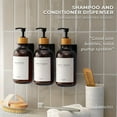 thumbnail image 3 of Shampoo and Conditioner Dispenser - Shower Soap Dispenser Wall Mounted - 16.9 fl oz Set of 3 Amber Plastic Bottles Black Bamboo Pump - Shampoo Dispenser, Shower Dispenser 3 Chamber No Drill, 3 of 8