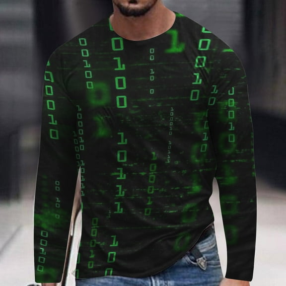 Yaoyar Men's T-Shirt Novelty Long Sleeve Tops 3D Digtal Graphic Print Pullover Blouses Casual Round Neck Leisure Holiday Tees,Black,4XL