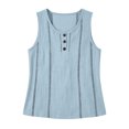 thumbnail image 4 of ClodeEU Women's Round Neck Sleeveless Tank Top,Casual Loose Fit Solid Color Blouse with Button for Summer Light Blue,Women's Plus M, 4 of 6