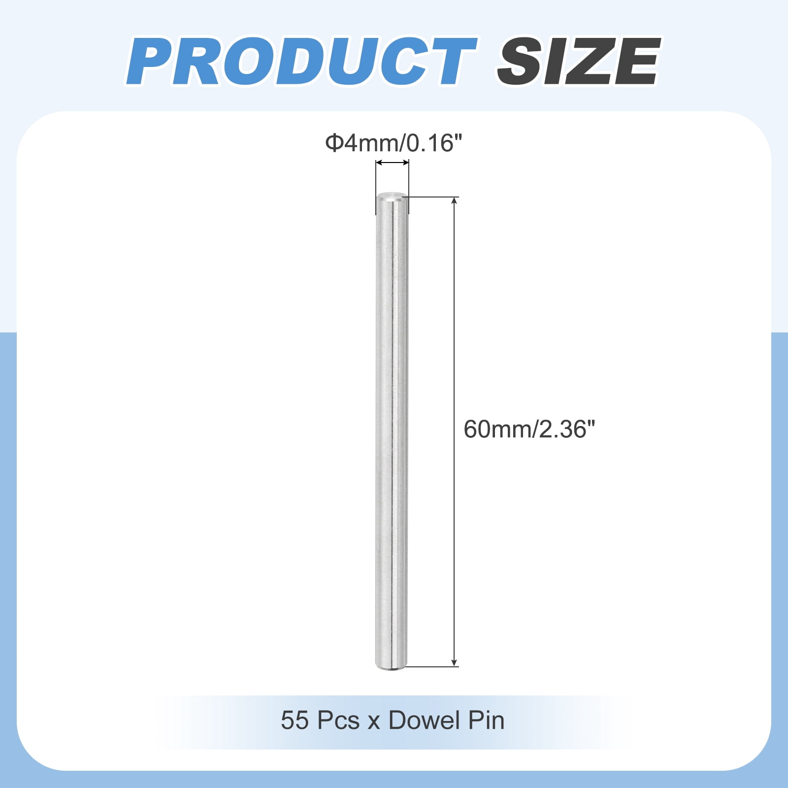 55Pcs Dowel Pin 4mm x 60mm Shelf Support Pin 304 Stainless Steel Shelf Pegs