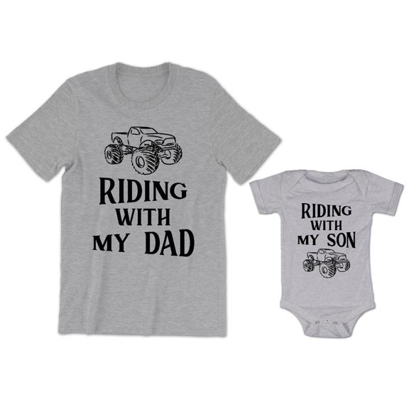 Riding With My Son Men's T-Shirt Truck Graphic Tee Riding With My Dad Baby Bodysuit Kids Youth Toddler Shirt