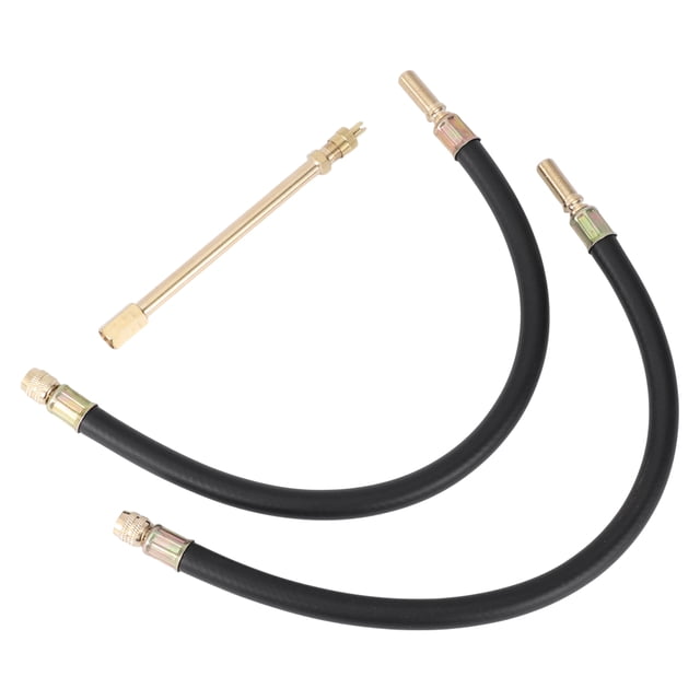 1 juego de extensión de válvula de llanta de cobre de 180 grados con adaptador de inflado de llanta de plástico flexible de 350 mm para automóvil, motocicleta, RV, camión, bicicleta