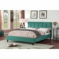 thumbnail image 2 of Queen Blue Modern Upholstered Square Stitched Platform Bed, 2 of 3