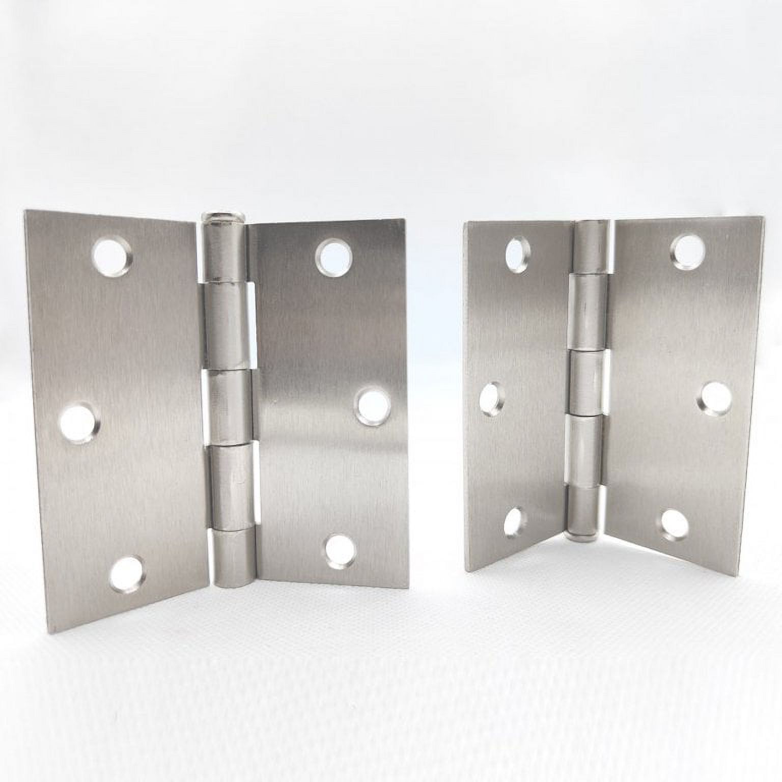 100 PACKS 3.5IN Steel Door Hinge Heavy Duty for Interior & Exterior Door, Square Corner,Thickness:2.2mm,Satin Nickel,Removable pin, with Screws - image 3 of 5