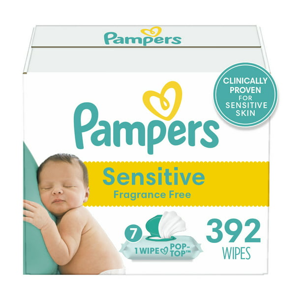 Emuleren documentaire registreren Pampers Baby Wipes, Sensitive, Perfume Free, 7X Pop-Top Packs, 392 Ct -  Walmart.com