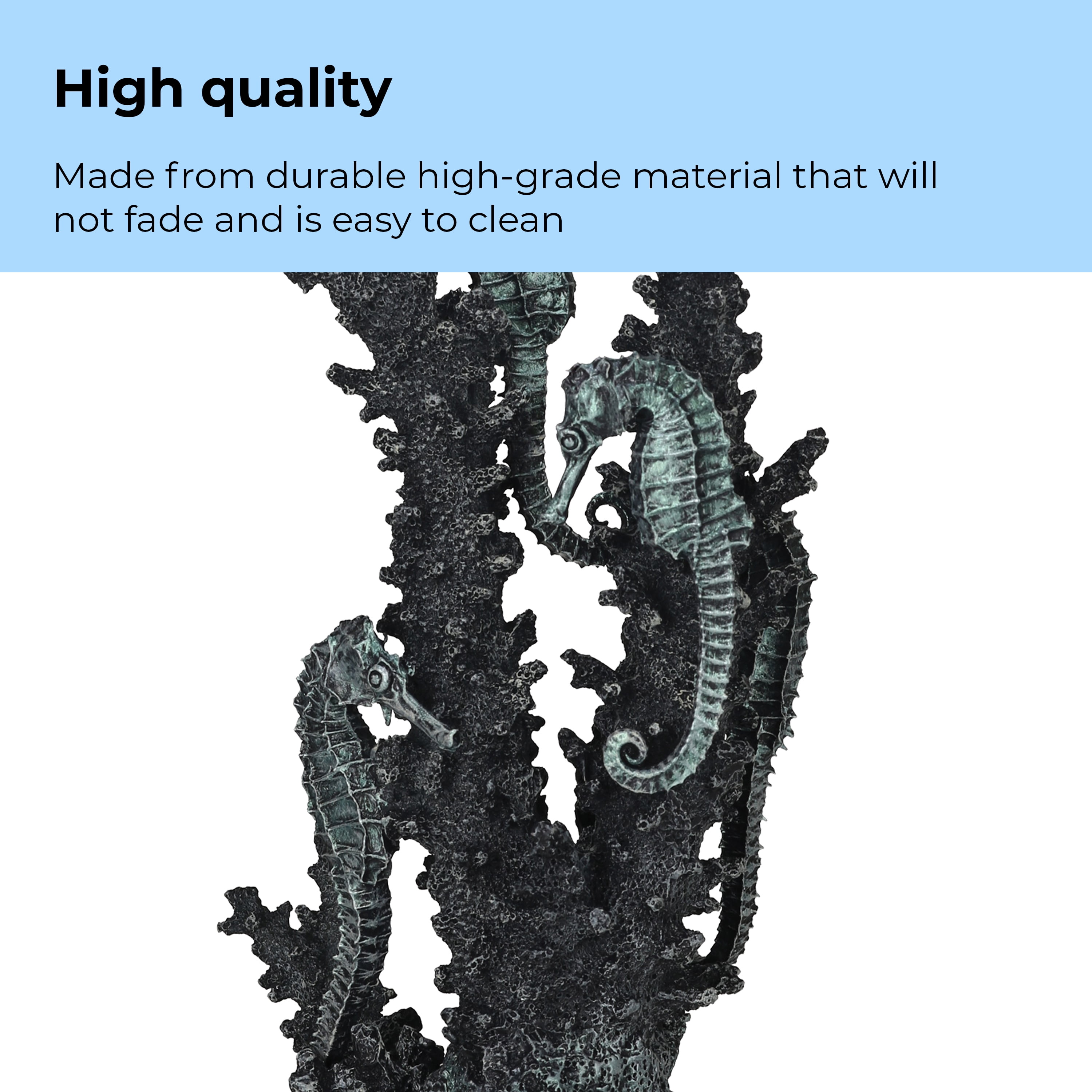 biOrb Medium Black Seahorse Sculpture - Aquarium Decor