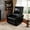 Black, variant on Kicctian Swivel Rocking Recliner Chair, Manual Glider Single Sofa with High Back & Lumbar Support, Padded Armrests, Upholstered Faux Leather Rocker Recliner for Living Room, Bedroom,Black