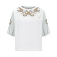 thumbnail image 4 of Ruimatai Women's Linen T-Shirt Short Sleeve Solid Color Top Breathable Soft Comfortable Casual Summer Blouse, 4 of 5