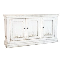 Benjara Miy Sideboard Buffet Cabinet- 3 Door- Antique White Pine Wood 65 Inch