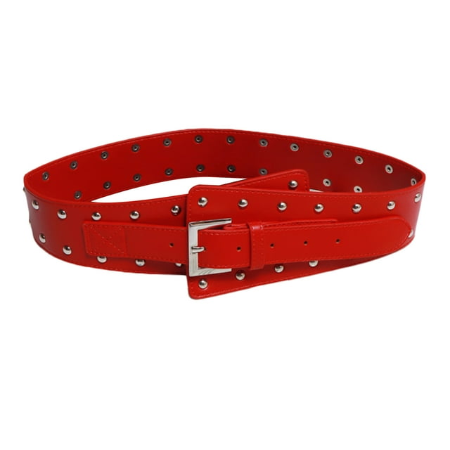 Nituyy Ceinture à Rivets Irrégulière pour Femmes, Ceinture Grand Ajustable en Cuir PU pour Robe