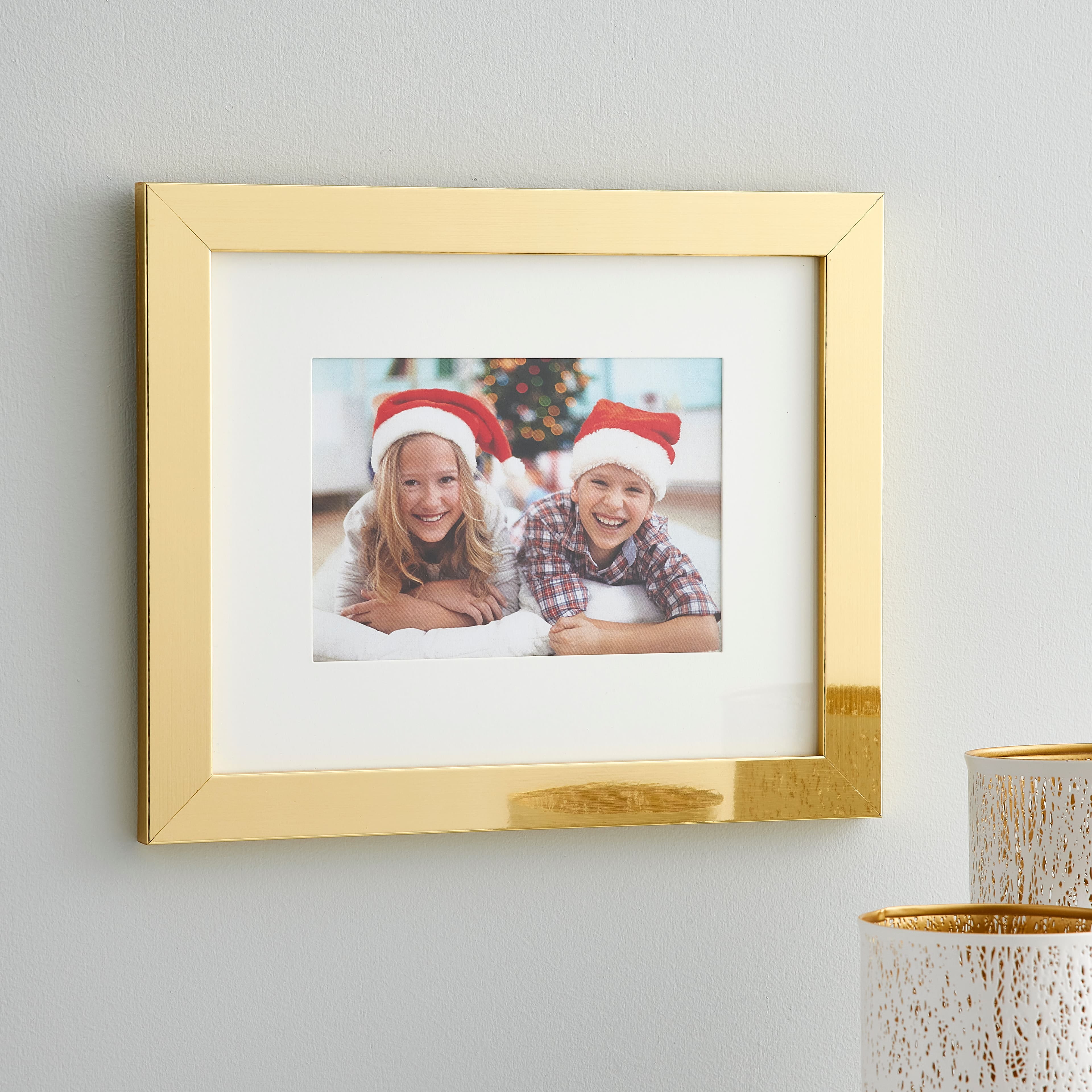 Studio Decor 8" x 10" Gold Belmont Picture Frame with 5" x 7" Mat - Pre-attached Hanging Hardware, Horizontal or Vertical Display - MDF, 1 Pack