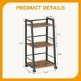 thumbnail image 3 of 4 Tier Kitchen Storage Cart with Lockable Wheels & 6 Hooks, Mobile Utility Organizer Rolling Cart  Brown, 3 of 8