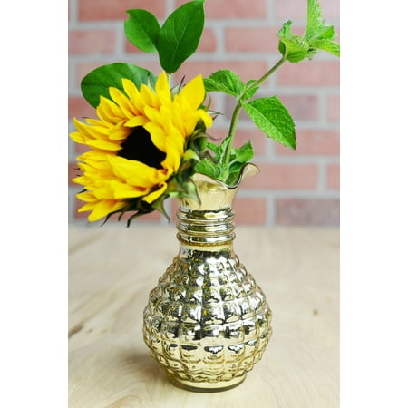 Gold Mercury Glass Carraway Vase 8 Inch Com