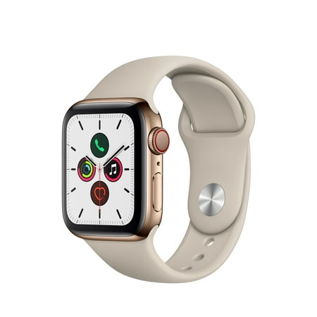 Apple Watch Series 5 GPS + Cellular, 40mm Gold Stainless Steel Case with Stone Sport Band - S/M & M/L