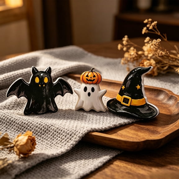 Orangide Halloween Wooden Tabletop Signs 3 Pcs, Spooky Ghost Letter Tiered Tray Decor, Fall Vintage Centerpiece for Home Kitchen Party Table and Mantel Decor