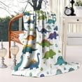 thumbnail image 2 of White Dinosaurs Flowers Eggs Pattern Blanket,Comfortable Soft Lamb Wool Throw Blanket,All Season,Warm Lightweight Blankets for Sofa Bed Couch Living Room Chair,60"x80", 2 of 4
