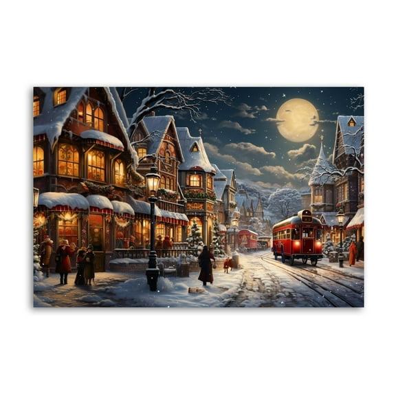 Christmas Village Classic Christmas Scenery Canvas Wall Art Poster Decorative Bedroom Modern Home Print Picture Artworks Posters 24x36inch(60x90cm)