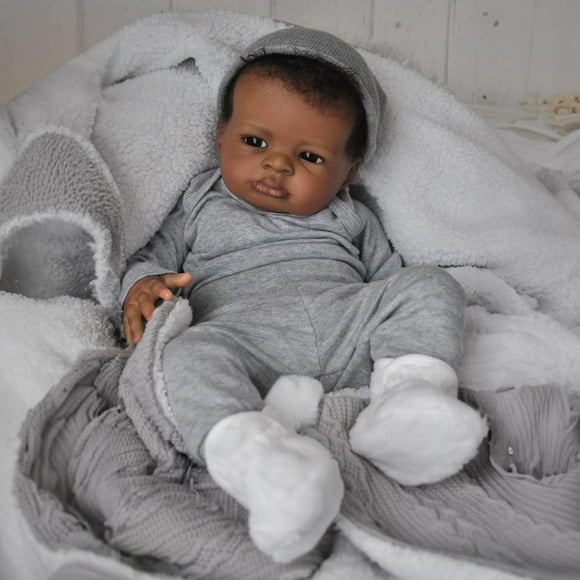 Muñeca Reborn WOOROY Lanny Black Boy de 50 cm con ropa y acceso.