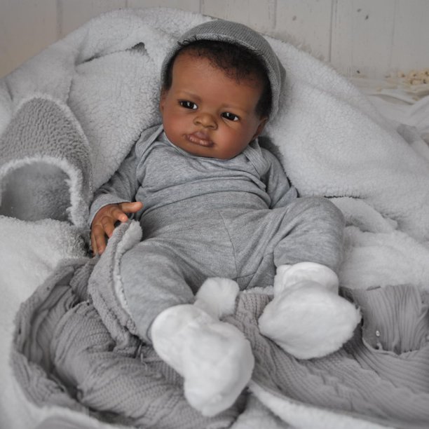 Muñeca Reborn WOOROY Lanny Black Boy de 50 cm con ropa y acceso.